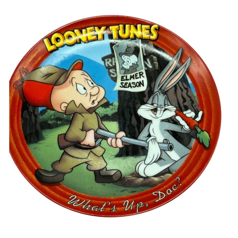 Looney Tunes Bugs Bunny & Elmer Fudd Collectors Plate "Whats Up Doc?" READ